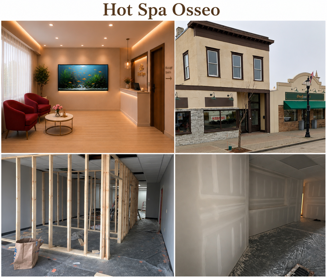 HotSpa Osseo — interior and storefront progress